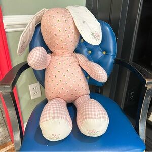 Vintage Bellini Plush Bunny – Pink Patchwork Nursery Decor – Rare Exclusive